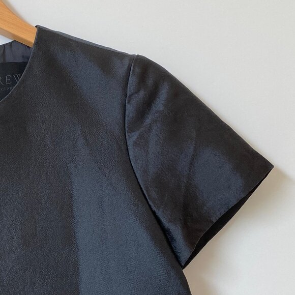 J.Crew Collection Wool Silk Twill Top Black Short Sleeve Blouse Size 00 Holidays - Picture 5 of 12